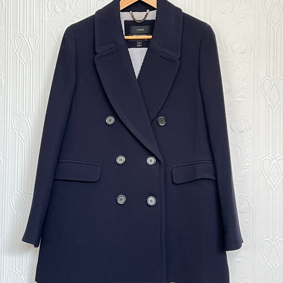 J. Crew Jackets & Blazers - Very chic navy wool double cloth peacoat by J Crew size 12 or 10 US.